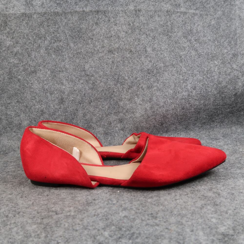 A New Day Shoes Womens 6.5 Flats Fashion Slip On Pointy Toe Red D'Orsay Casual